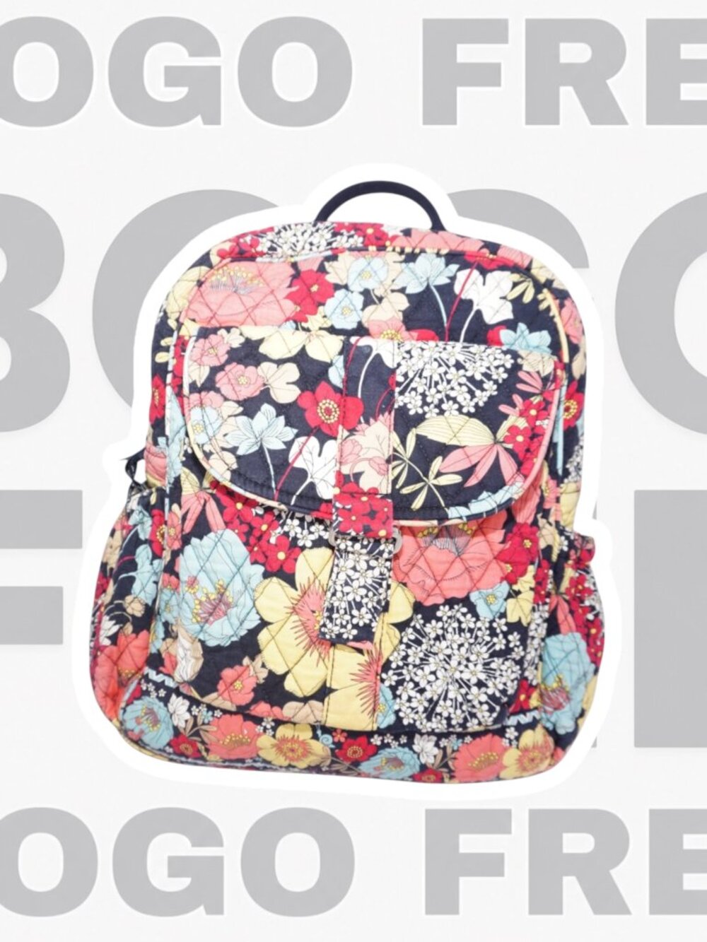 Vera Bradley Happy Snails Quilted Cotton Campus Backpack Multicolor RARE